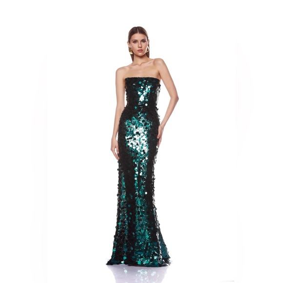 Bronx and Banco Emerald Sequin Strapless Maxi Dress - Picture 4 of 15